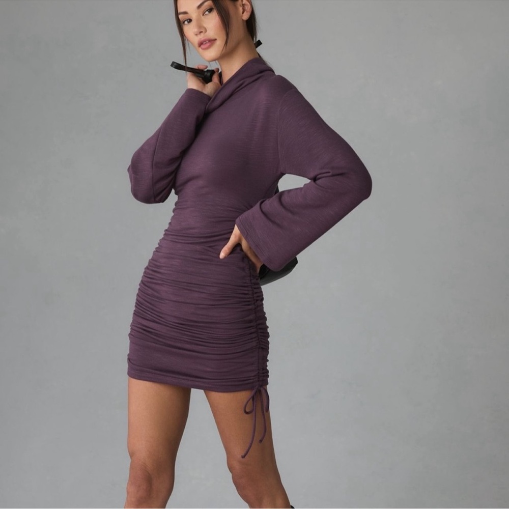 Anthropologie Daily Practice Long Sleeve Ruched Mini Dress Size Small